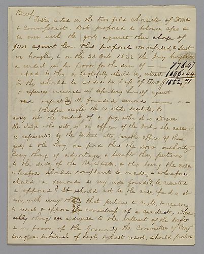 Brief on case of William Foster; signed, J.S. Eaton