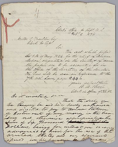 Publication and letter concerning Amasa Stetson's case
