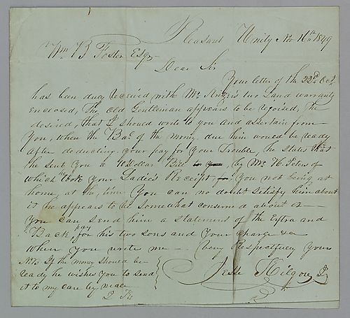 Letter from Jesse Kilgore to William Foster regarding Kritzer back pay