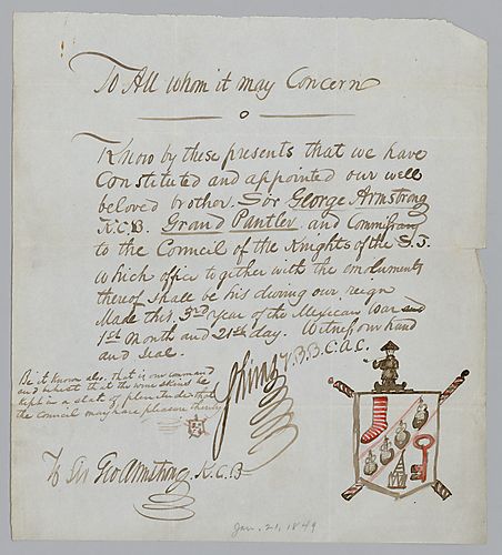 An announcement of the Knights of the Square Table