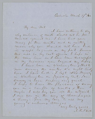 Letter from J.H. Reid to Morrison Foster