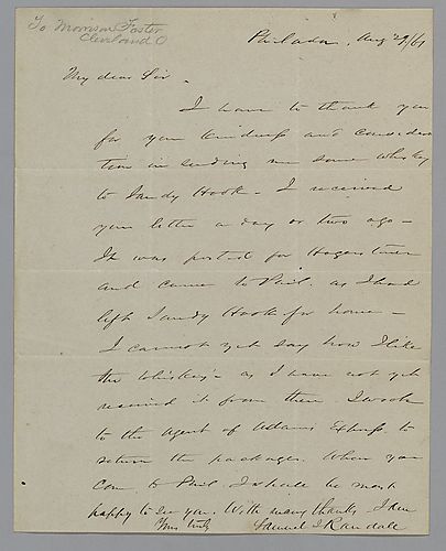 Letter from Samuel Randall to Morrison Foster