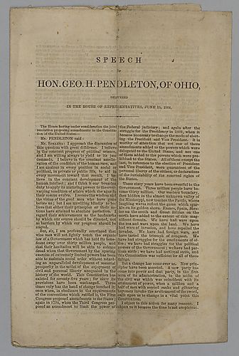 Printed speech of Rep. George Pendleton