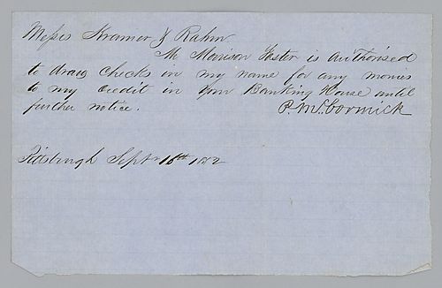 McCormick notice to Kramer and Rahm