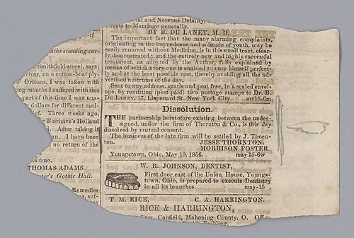 Newspaper notice; "Dissolution of Thornton and Foster partnership"