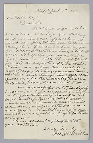 Letter from P. McCormick to Morrison Foster