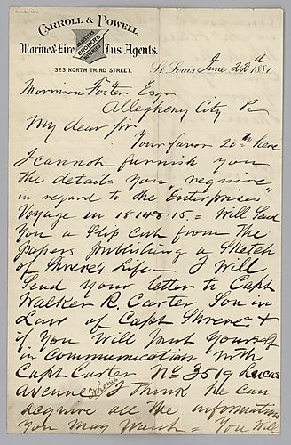 Letter from John N. Bofinger to Morrison Foster