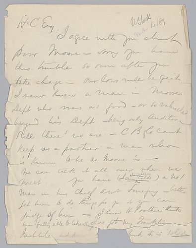 Writing from New York, Carnegie discusses issues concerning Carnegie Brothers and Company, Limited and Henry Clay Frick Coke Company and mentions a matter involving a Mr. Moore at Carnegie Brothers