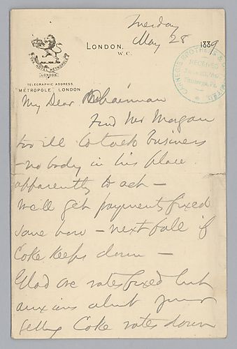 Writing from London, England, Carnegie discusses bringing coke rates down, labor relations at Homestead and his trip to England and Paris
