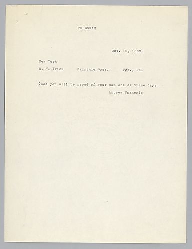 Carnegie sends a message that reads," Good you will be proud of your man one of these days"