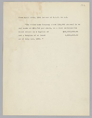 Frick informs Carnegie of the price per share of the Frick Coke Company stock