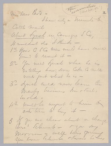 Carnegie writes on Mr. Lynch, Gayley, and the Homestead management situation