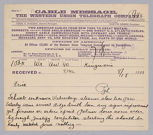 Carnegie writes from Kingussie, [Scotland] on his steamer route and asks about the Ridge Smith loans