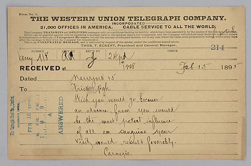 Carnegie writes from New York, [N.Y.] to urge Frick to go to Cleveland and meet with Rainey
