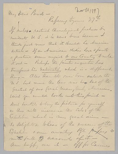 Carnegie writes on the art Frick mentioned in his October 27, 1897 letter as well as his skepticism towards the proposed Mellon railroad line