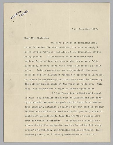 Carnegie writes from Cannes on rail rates for finished products