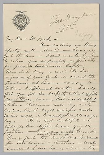 Carnegie writes from New York, [N.Y.] to explain that Frick acted hastily when he heard the remarks made by Carnegie and that the remarks were not meant to offend