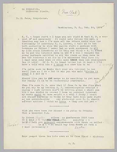 Carnegie writes from Cannes, [France] on the Iron Clad and Harry Phipps. In numerous post-scripts, he writes the ideas of other partners on rail prices, extension lines and a gas line
