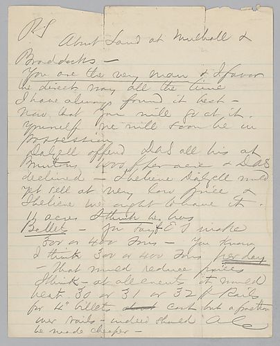 Carnegie writes on purchasing land at Munhall and Braddock. He also writes on billet production at Edgar Thomson