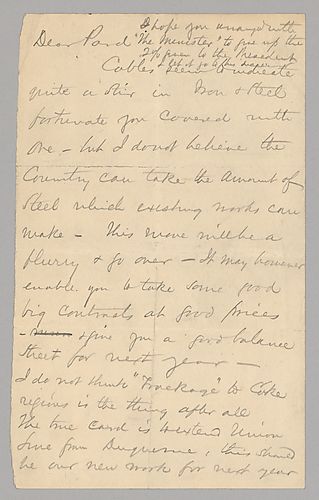 Carnegie writes on steel markets and then on the advantages of the Frick Coke Company to ship its product
