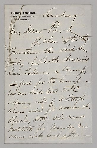 Carnegie writes from New York, [N.Y.] on visiting Pittsburgh and on his improvements to Skibo Caste in Scotland