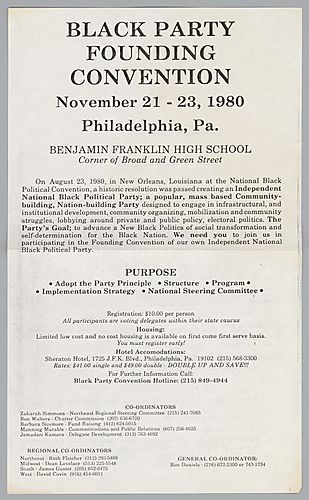 "Black Party Founding Convention" flyer