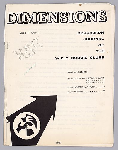 Dimensions Volume 1 Number 1, Discussion Journal of the W.E.B. Dubois Clubs