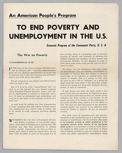 "An American People's Program to End Poverty and Unemployment in the U.S.", Economic Program of the Communist Party, U.S.A.