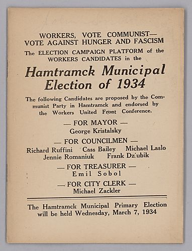 "Hamtrack Municipal Election of 1934" Pamphlet