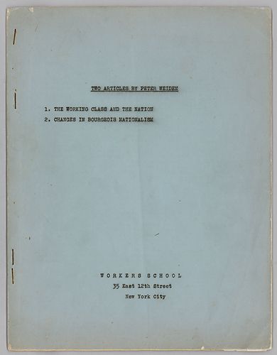 "The Working Class and the Nation" and "Changes in Bourgeois Nationalism", By Peter Weiden