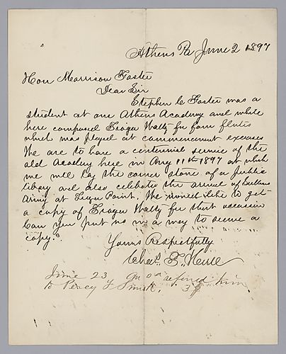 From Charles Neure of the Athens Academy to Morrison Foster