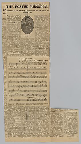 "The Foster Memorial: Monument to Pittsburg Composer --- It May be Placed in Highland Park," The Pittsburg Leader