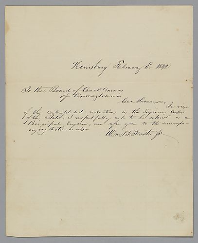 From William B. Foster, Jr., to the PA Canal Commission