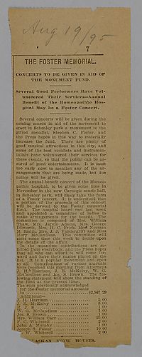 "The Foster Memorial: concerts to be given in aid of the Monument fund"