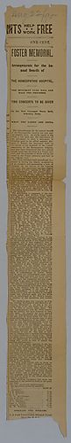 "Foster Memorial: arrangements for the annual benefit of the homeopathic hospital"