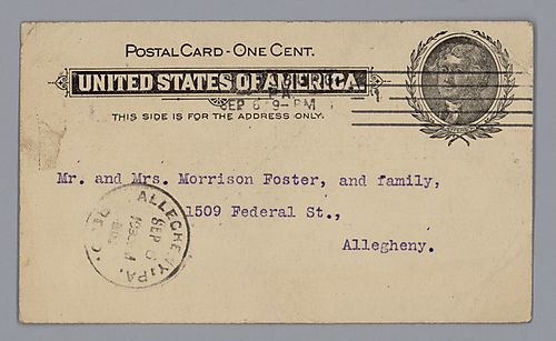 Postcard to Morrison Foster from T.J. Keenan