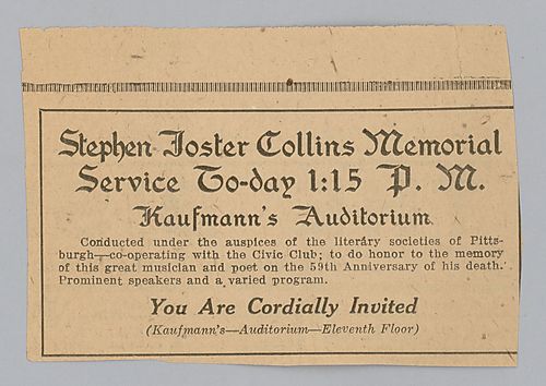 Ad for Foster Memorial Service