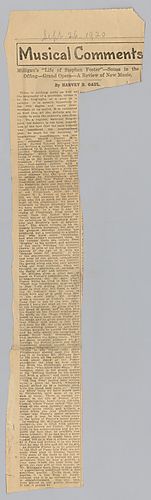 "Musical Comments: Milligan's Life of Stephen Foster"