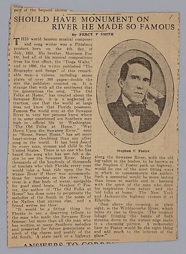 "Should Have Monument on River He Made So Famous," by Percy F. Smith