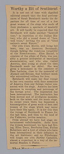 "Worthy A Bit of Sentiment"