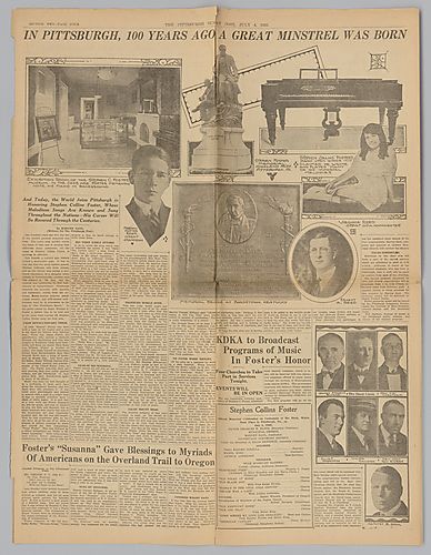"In Pittsburgh, 100 Years Ago, A Great Minstrel Was Born," The Pittsburgh Sunday Post