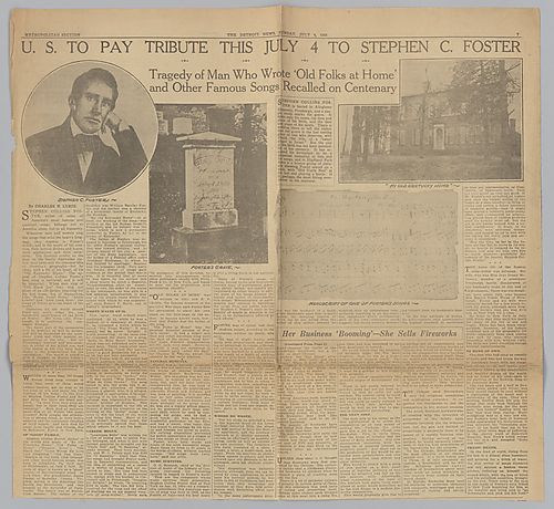 "U.S. to Pay Tribute this July 4 to Stephen C. Foster," The Detroit News