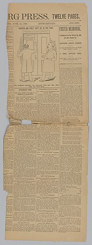 "Foster Memorial, a concert to be Given in Aid of the Fund by Southern Jubilee Singers," Pittsburg Press