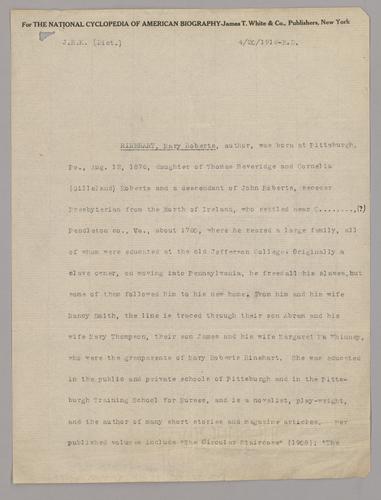 Articles about Mary Roberts Rinehart