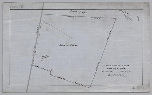 Plan showing Lewis Brothers oil lease at Laurel Hill # 1 Mine