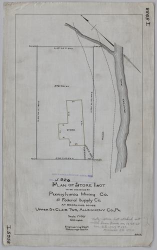 Plan of store lot to be conveyed by Pennsylvania Mining Co. to Federal Supply Co. at Beadling Mine