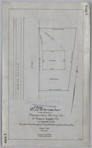 Plan of store lot to be conveyed by Pennsylvania Mining Co. to Federal Supply Co. at Euclid Mine