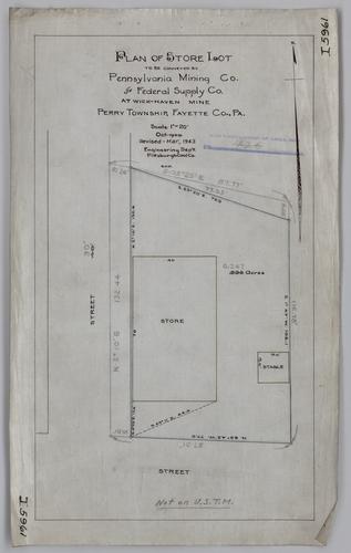Plan of store lot to be conveyed by Pennsylvania Mining Co. to Federal Supply Co. at Wick Haven Mine