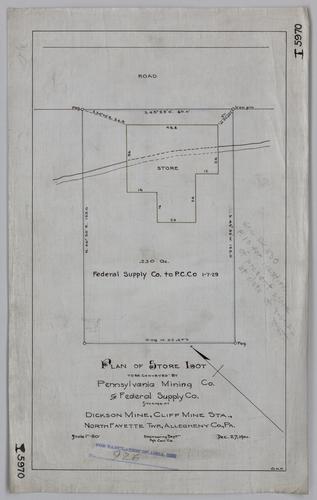 Plan of store lot to be conveyed by Pennsylvania Mining Co. to Federal Supply Co. at Dickson Mine