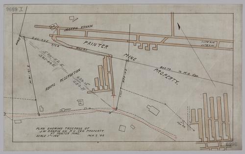 Plan showing trespass of J. W. Rankin on Pittsburgh Coal Co.'s property at Painter Mine